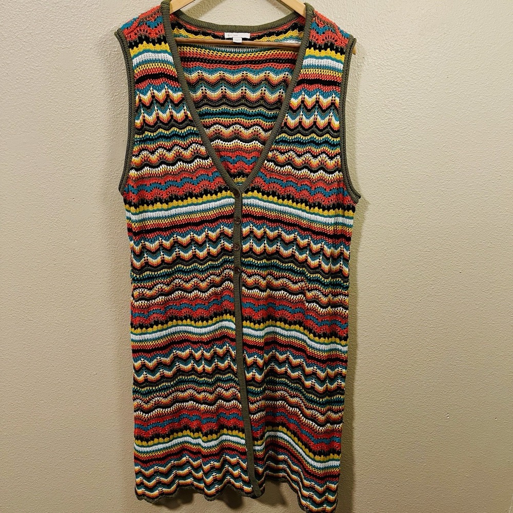 C EST 1946 Open Knit Long Sweater Vest Boho Artsy Cottagecore Plus Size 22/ 24‎
